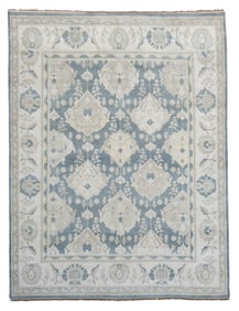 9X12 Blue Oushak Area Rug
