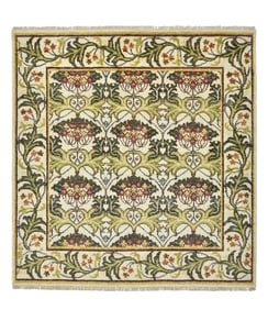 10X10 Ivory William Morris Inspired Area Rug