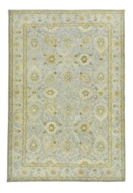 6X9 Light-Blue Hand-Knotted Wool