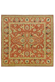 10X10 Square Heriz Hand-Knotted Wool Area Rug