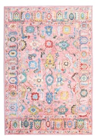 8X10 Pink Oushak Premium 1/4" Pile Ultra Soft Rug with Non-Slip & Padded Backing