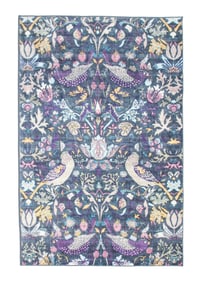 6X9 Gray Birds Premium 1/4" Pile Ultra Soft Rug with Non-Slip & Padded Backing