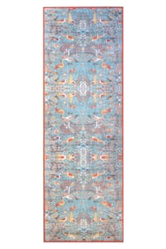 3X10 Modern Blue Bird Design Machine Washable Runner (2'6" x 10')
