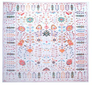 8X8 Squre Modern Ivory Oushak Machine Washable Area Rug