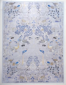 6X9 Modern Gray Bird Design Machine Washable Area Rug