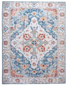 6X9 Modern Distressed Heriz Machine Washable Rug