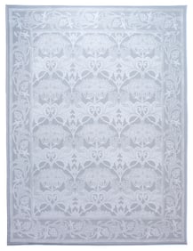 8X10 Gray William Morris Inspired Machine Washable Rug