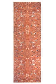 3X10 Modern Burnt-Orange Bird Design Machine Washable Runner (2'6" x 10')