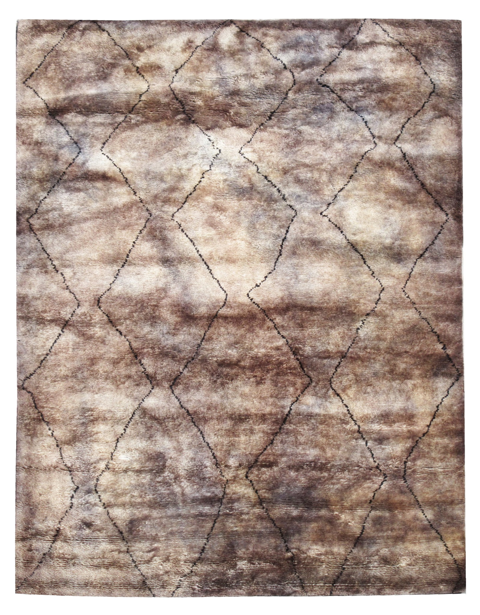9X11 Modern Moroccan Hand-Knotted Rug: Hand-knotted wool pile on a cotton foundation. Dimensions: 8’6” x 11’4” Origin: India Field Color: Multicolored SKU: 84.37-08.13.21-9X11-77-AL128-EAMT