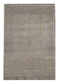 Modern 5X8 Hand-Knotted Silk & Wool Area Rug