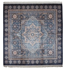 8X8 Square Hereke Tufted Silk Area Rug