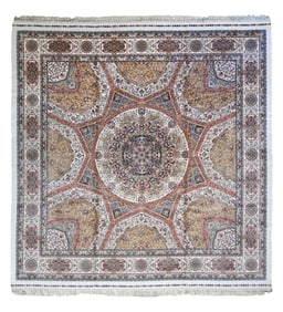 8X8 Square Hereke Tufted Silk Area Rug