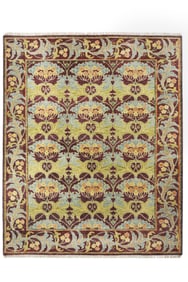 8X10 Burgundy William Morris Inspired Wool Area Rug