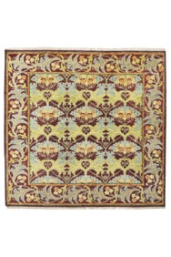 8X8 Square Burgundy William Morris Inspired Rug