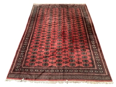 7X10 Bukhara Hand-Knotted Wool Rug, Circa 1950