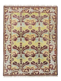 4X6 Burgundy William Morris Inspired Wool Area Rug