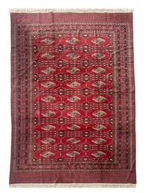6X9 Estate Antique Turkoman Hand-Knotted Wool Rug, Circa 1930