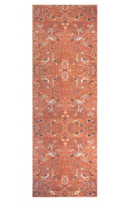 3X10 Modern Burnt-Orange Bird Design Machine Washable Runner (2'6" x 10')