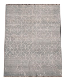 6X8 Blue Modern Area Rug Zero Pile Broken Design