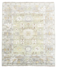 8X10 Light-Green Oushak Area Rug