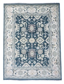 8X10 Blue-Green Oushak Hand-Knotted Rug