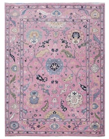 8X10 Oushak Pink Hand-Knotted Wool Area Rug