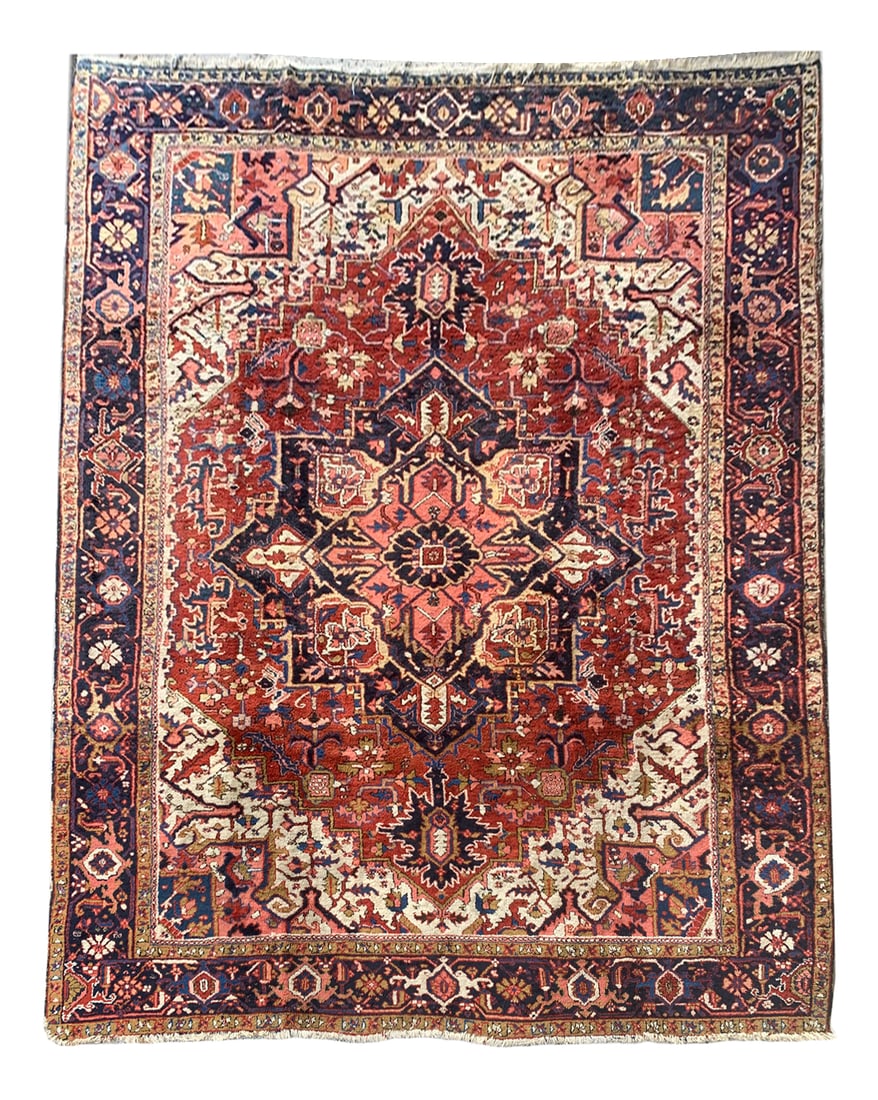 8X11 Estate Antique Persian Heriz Hand-Knotted Rug, Circa 1930 (1 of 6)