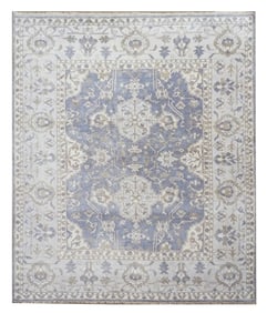 8X10 Gray-Blue Oushak Hand-Knotted Rug