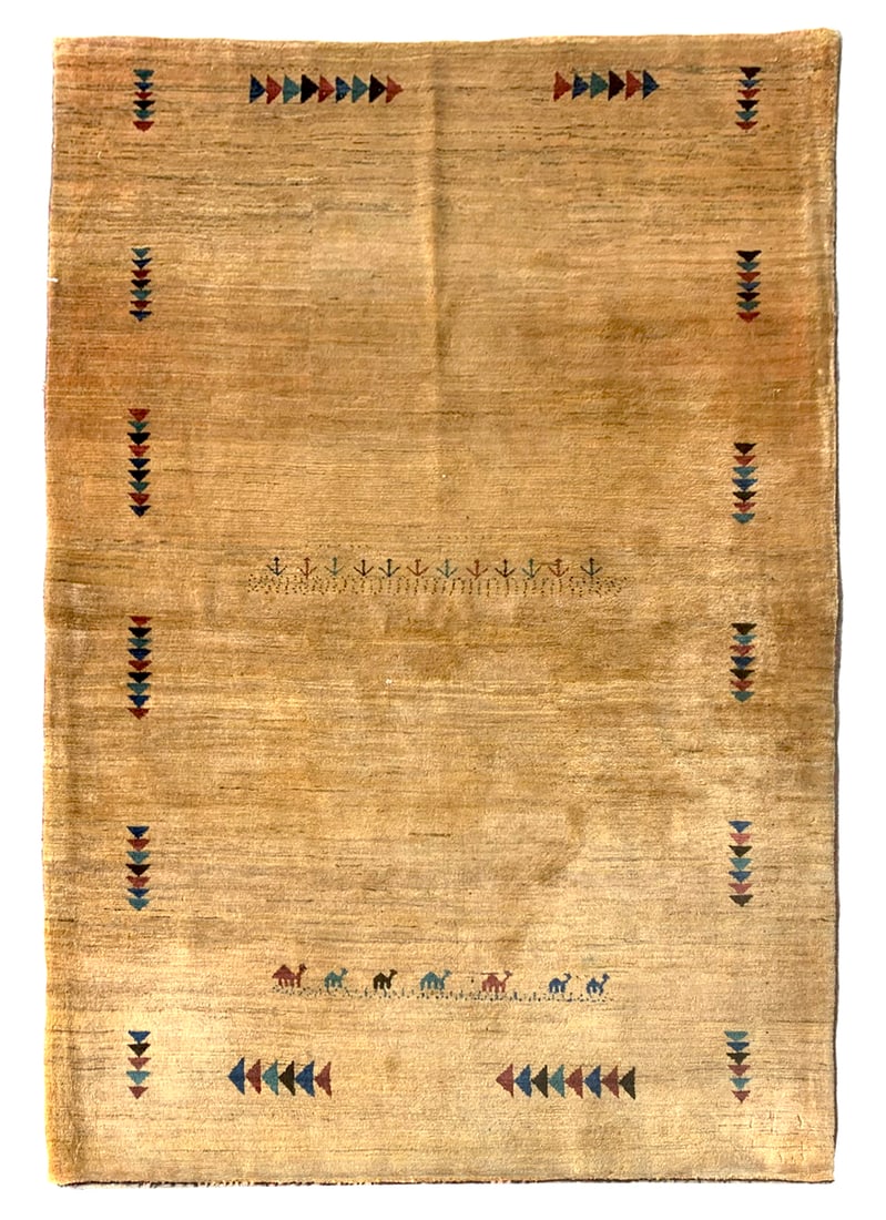 4X6 Estate Persian Gabbeh Hand-Knotted Rug, Circa 1970 Camel Carvan (1 of 6)