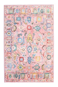 6X9 Pink Oushak Premium 1/4" Pile Ultra Soft Rug with Non-Slip & Padded Backing