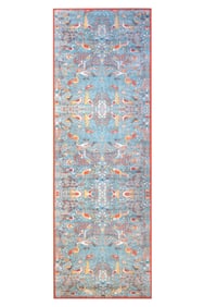 3X8 Modern Blue Bird Design Machine Washable Runner (2'6" x 8')