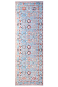 3X10 Square Modern Blue Oushak Machine Washable Runner (2'6" x 10')