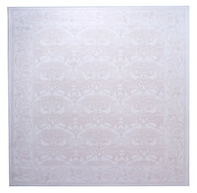 8X8 Square Brown William Morris Inspired Machine Washable Rug