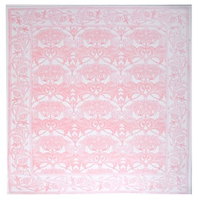 8X8 Pink Square William Morris Inspired Machine Washable Rug