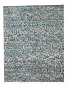 8X10 Modern Hand-Knotted Silk Area Rug