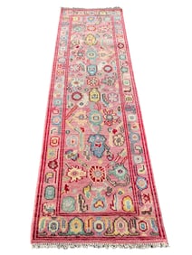 3X20 Pink Oushak Hand-Knotted Runner (2'6" x 20')
