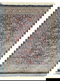 5X8 Blue Turkish Tufted Pure Silk Rug, 1000 KPSI