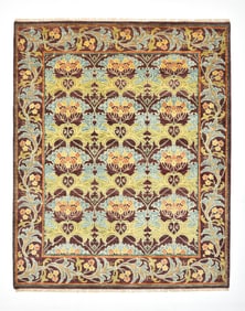 9X12 Burgundy William Morris Inspired Area Rug