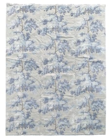 9X12 Fine Wool & Silk High-Low Area Rug Blue Tree Design