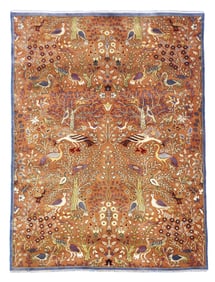 10X14 Birds Design Hand-Knotted Wool Area Rug