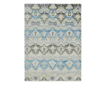 9X12 Modern Multicolored Hand-Knotted Area Rug