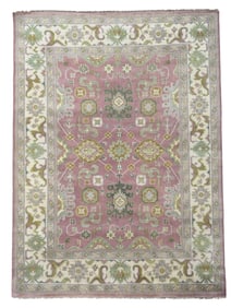 9X12 Brown Bird Design Hand-Knotted Wool Rug
