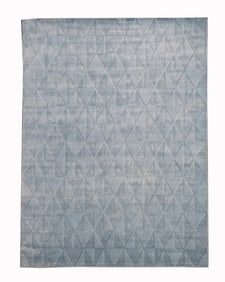 8X11 Silk Modern Handmade Light-Blue Rug