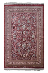 5X8 Red Hereke Tufted Silk Area Rug