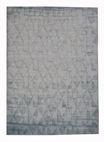 7X9 Silk Modern Handmade Light-Blue Rug
