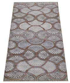 5X8 Modern Shell Hand-Knotted Silk Rug