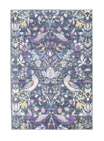 4X6 Gray Birds Premium 1/4" Pile Ultra Soft Non-Slip Padded Backing Rugs
