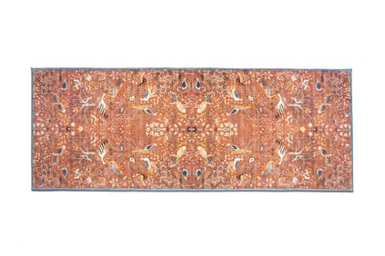 3X8 Burnt-Orange Birds Premium 1/4" Pile Ultra Soft Runner with Non-Slip & Padded Backing