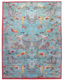 4X6 Modern Blue Bird Design Machine Washable Area Rug