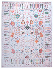 8X10 Modern Ivory Oushak Machine Washable Area Rug